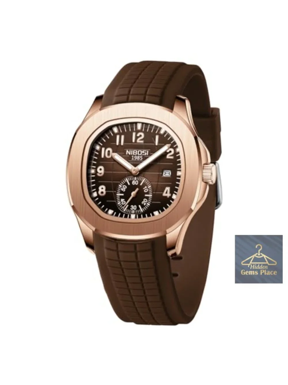 Classic Men's Analog Quartz Watch, Stainless Steel Case, Black Silicone Strap,